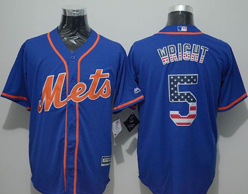 Mets #5 David Wright Blue USA Flag Fashion Stitched MLB Jersey - Click Image to Close